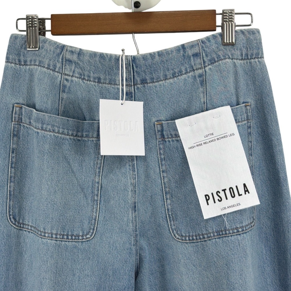 Pistola Lottie Bowed Leg Jeans 27 NWT High Rise Relaxed Light Wash - Picture 9 of 16